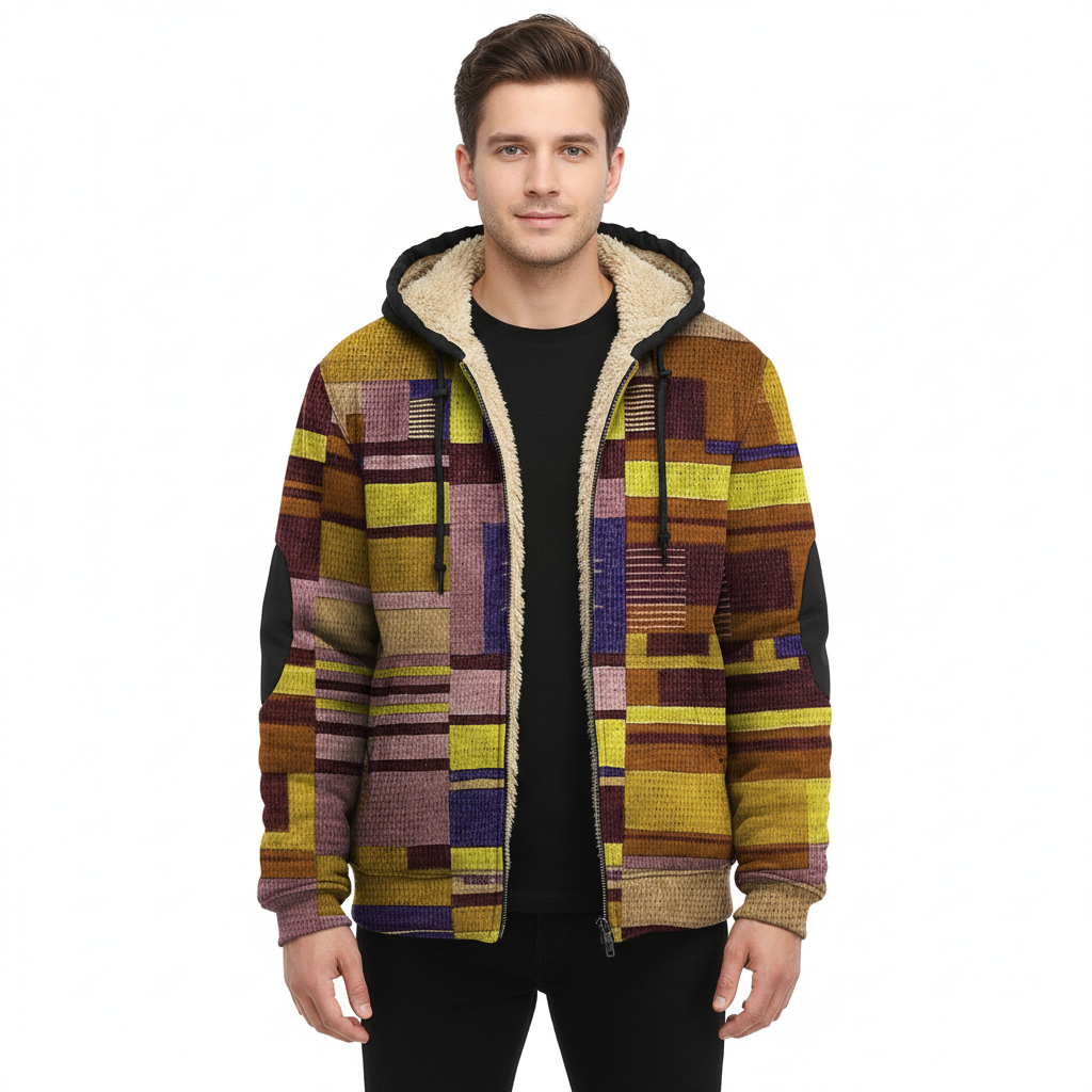 Jameson Gilet Patchwork Homme – Veste Fleece à Capuche avec Coupe Confortable & Style Urbain