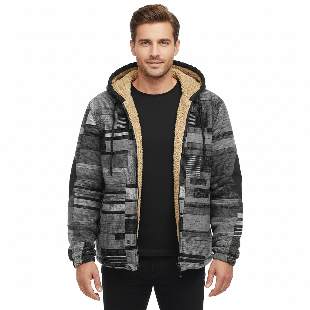 Jameson Gilet Patchwork Homme – Veste Fleece à Capuche avec Coupe Confortable & Style Urbain