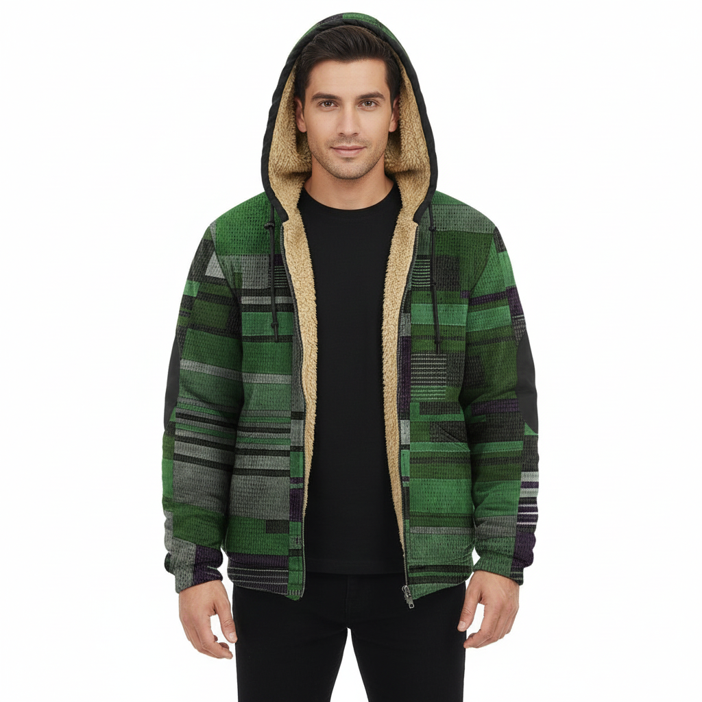 Jameson Gilet Patchwork Homme – Veste Fleece à Capuche avec Coupe Confortable & Style Urbain