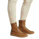 Melly Bottes Mi-Mollet Femme – Bottes Rétro à Lacets avec Fermeture Zippée & Semelle Plate