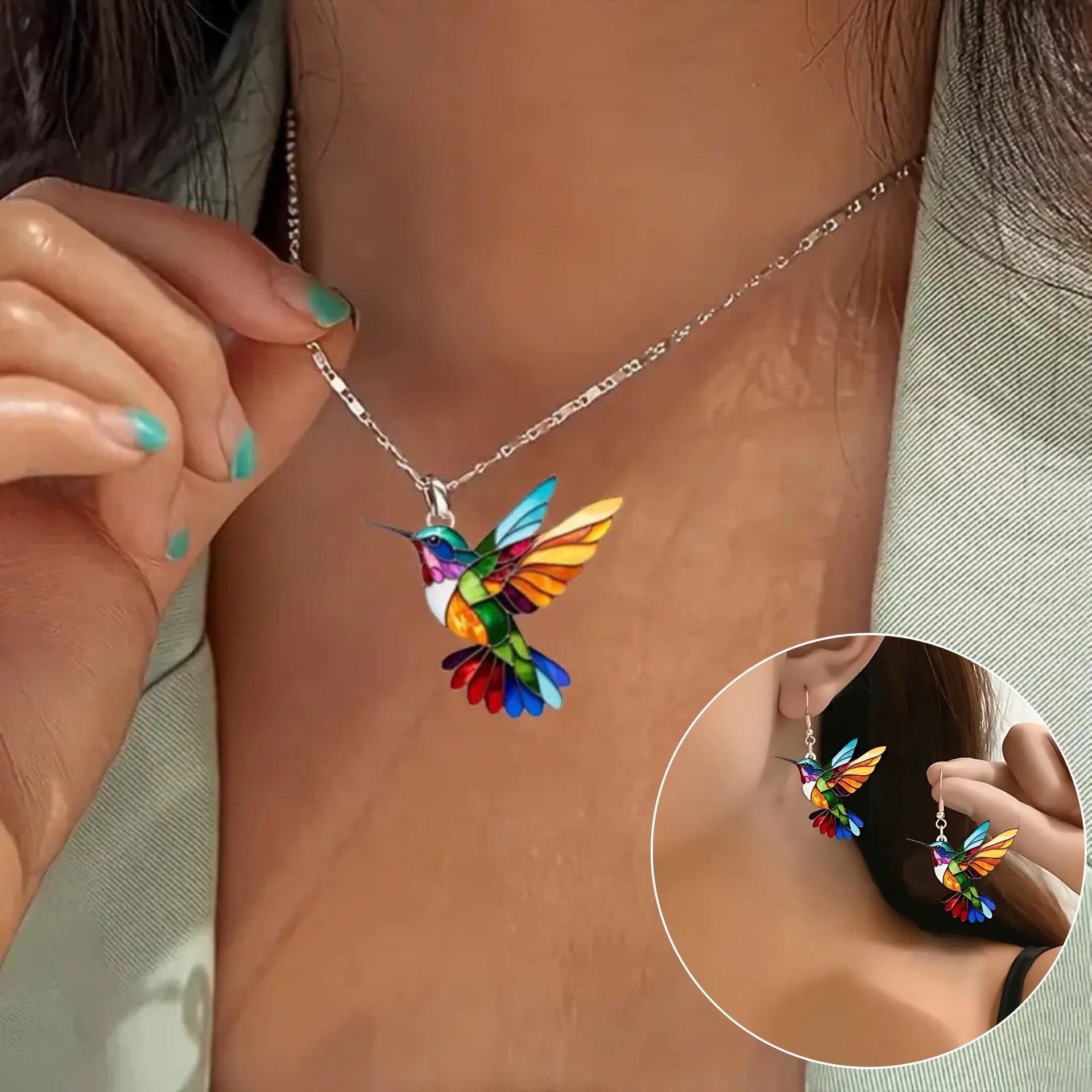 Lola, collier à pendentif colibri coloré - autre coloris