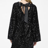 Gloria Robe de Soirée Femme – Robe Pailletée Élégante avec Coupe Ajustée & Détail Nœud