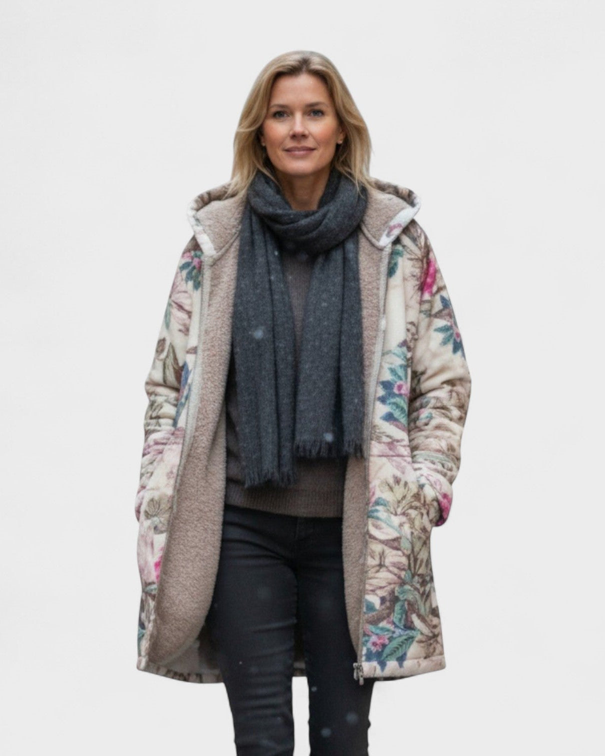 Ivy - Veste en polaire pastel avec motif botanique - vue d'ensemble