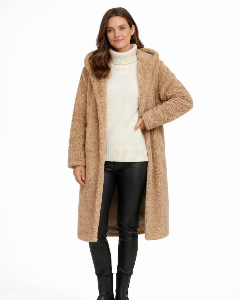 Camie Manteau Teddy Femme Long – Fausse Fourrure Douce, Coupe Ample, Manteau Hiver Élégant