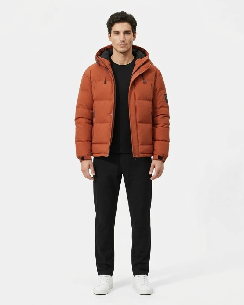 Luke Doudoune Homme à Capuche – Veste Matelassée Coton Épais, Coupe Régulière Hiver