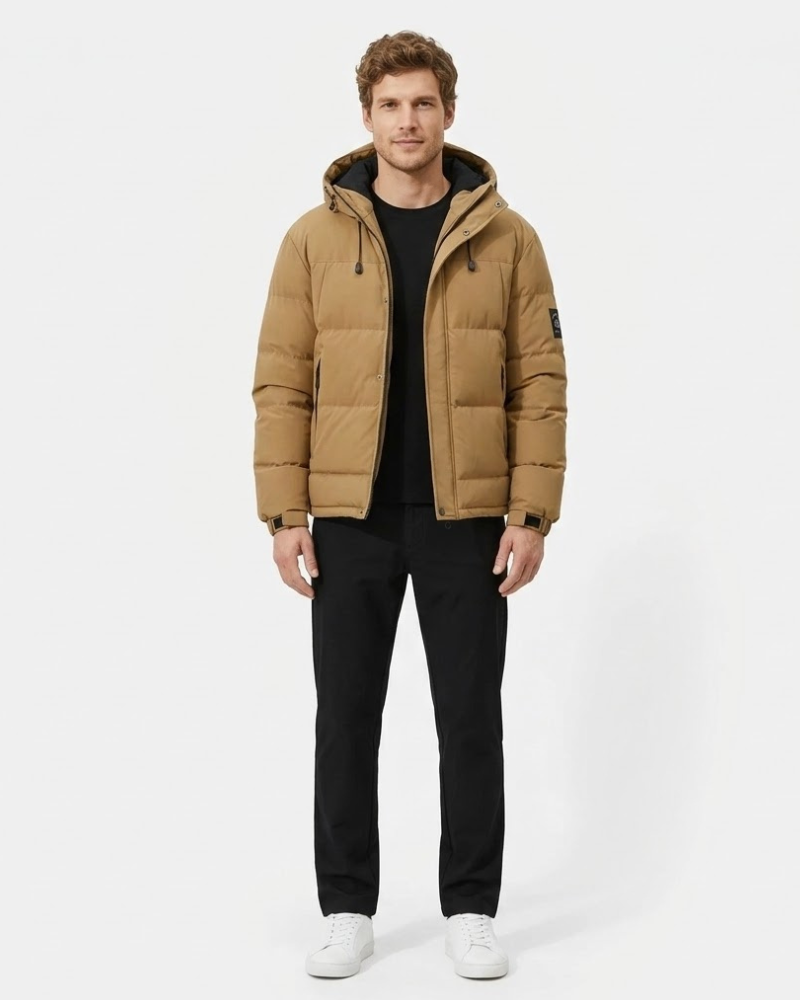 Luke Doudoune Homme à Capuche – Veste Matelassée Coton Épais, Coupe Régulière Hiver