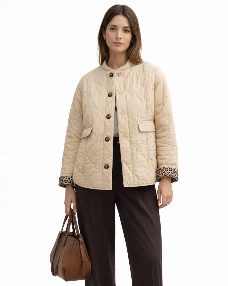 Chloe Veste Femme Élégante – Coupe Ajustée, Doublure Léopard Chic, Blazer Moderne