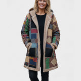 Autumn – Pull à capuche patchwork confortable en tons terre