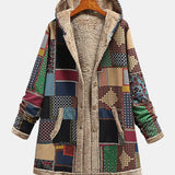 Autumn – Pull à capuche patchwork confortable en tons terre