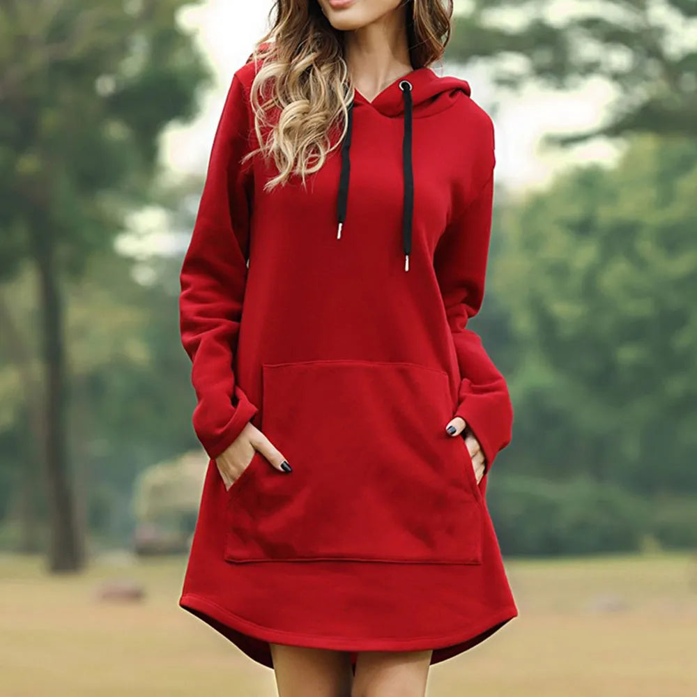 Jezza Robe Sweat Femme à Capuche – Robe Décontractée Oversize Confort & Chaleur