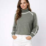 July Pull Femme Col Roulé – Maille Douce Ample, Manches Longues, Style Décontracté