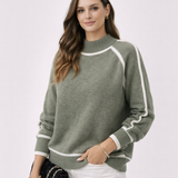 July Pull Femme Col Roulé – Maille Douce Ample, Manches Longues, Style Décontracté