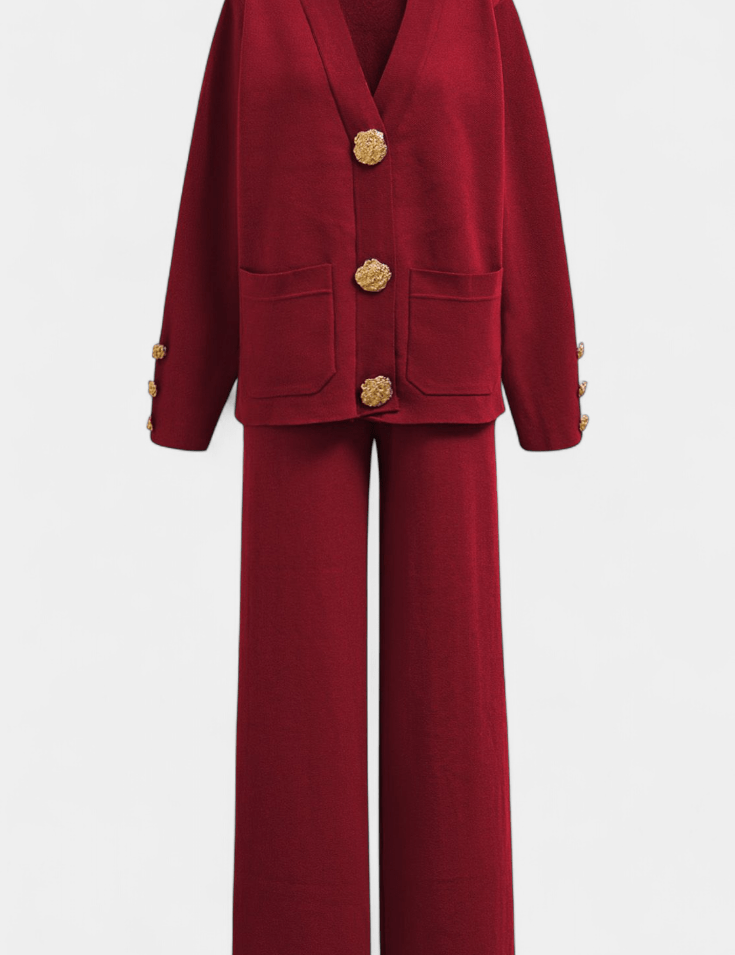 Sylvine - Ensemble cardigan boutonné & pantalon ample