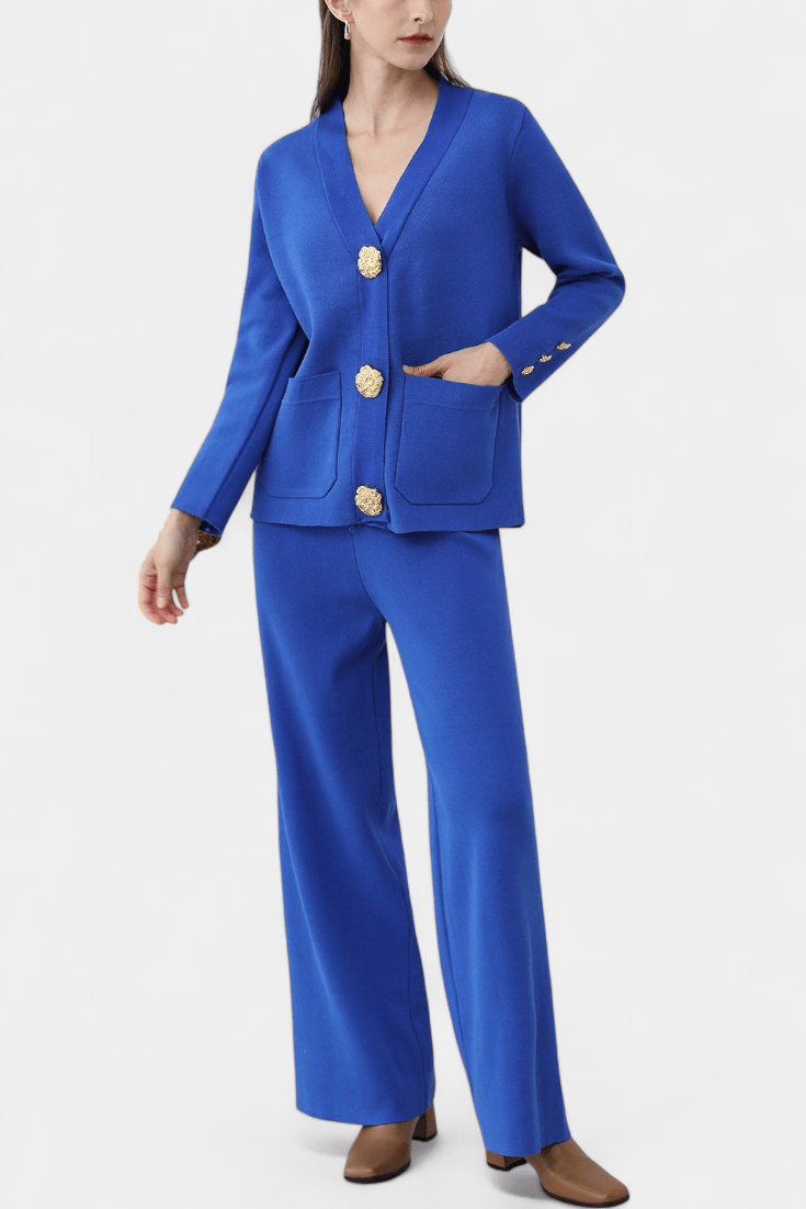 Sylvine - Ensemble cardigan boutonné & pantalon ample