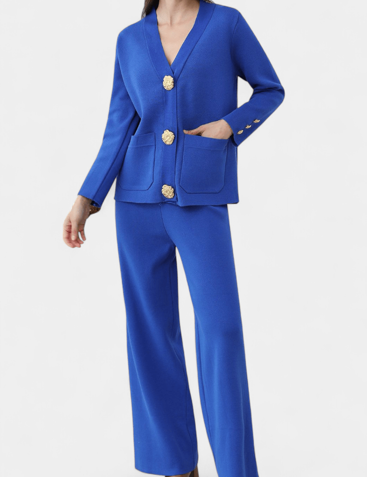 Sylvine - Ensemble cardigan boutonné & pantalon ample