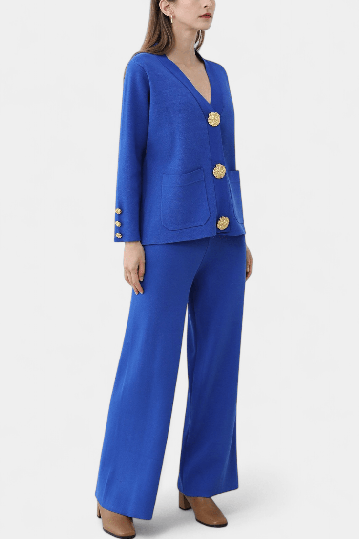 Sylvine - Ensemble cardigan boutonné & pantalon ample