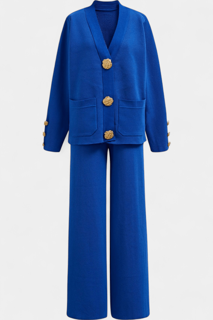 Sylvine - Ensemble cardigan boutonné & pantalon ample