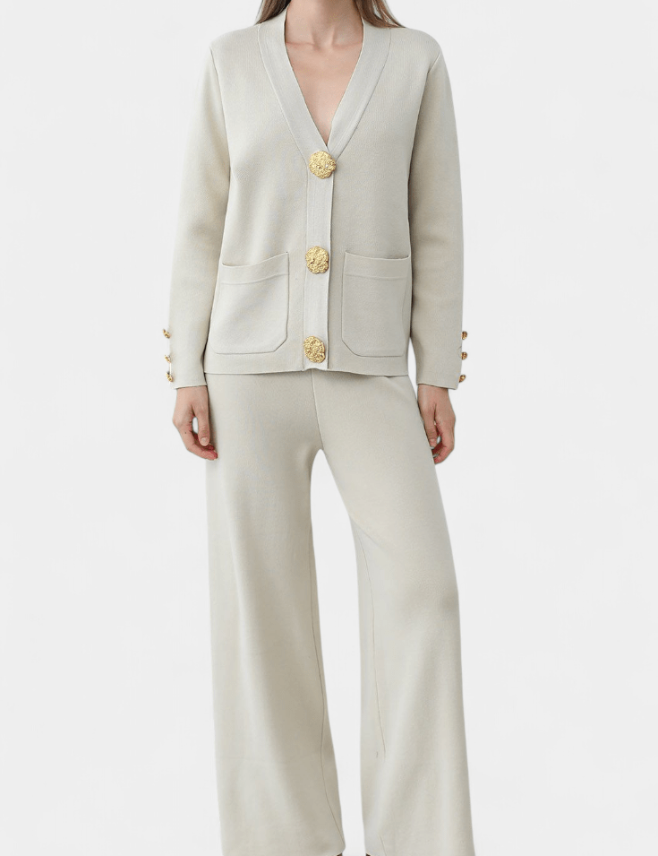 Sylvine - Ensemble cardigan boutonné & pantalon ample