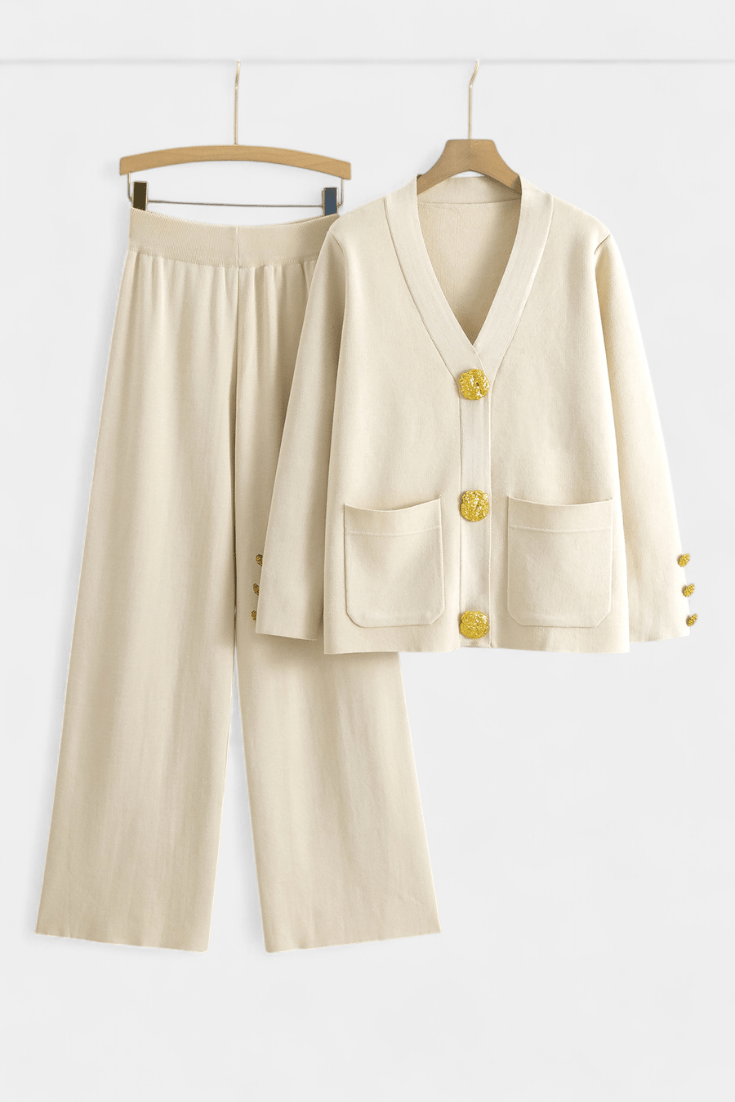 Sylvine - Ensemble cardigan boutonné & pantalon ample