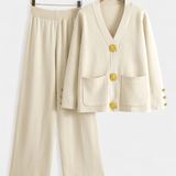 Sylvine - Ensemble cardigan boutonné & pantalon ample