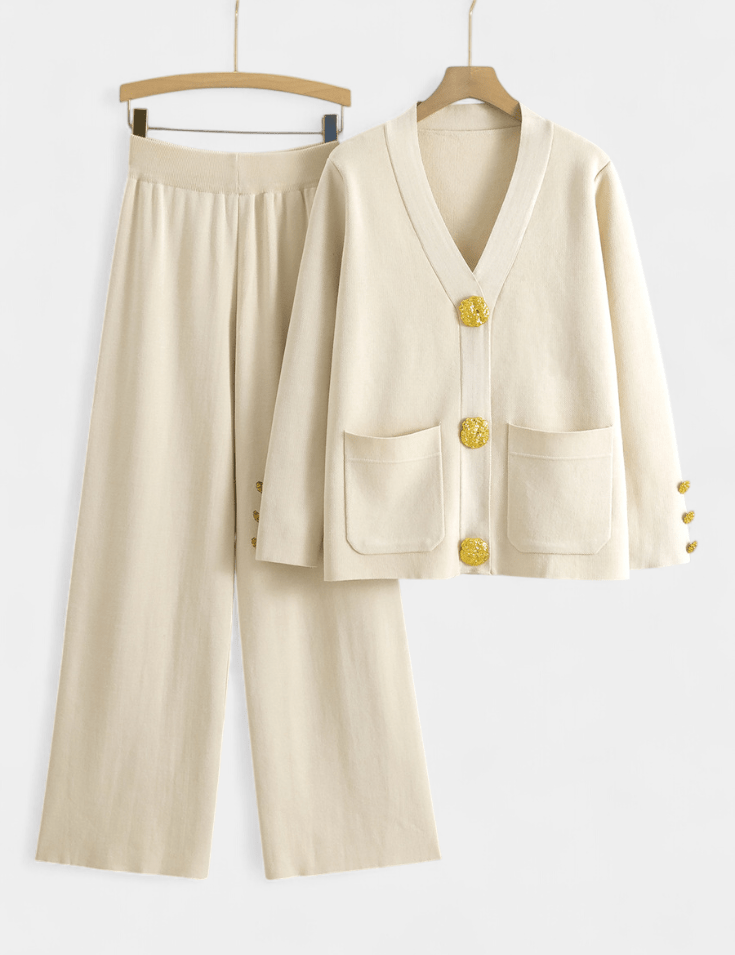 Sylvine - Ensemble cardigan boutonné & pantalon ample