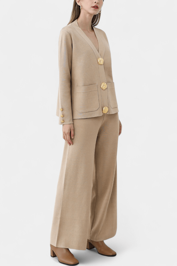 Sylvine - Ensemble cardigan boutonné & pantalon ample