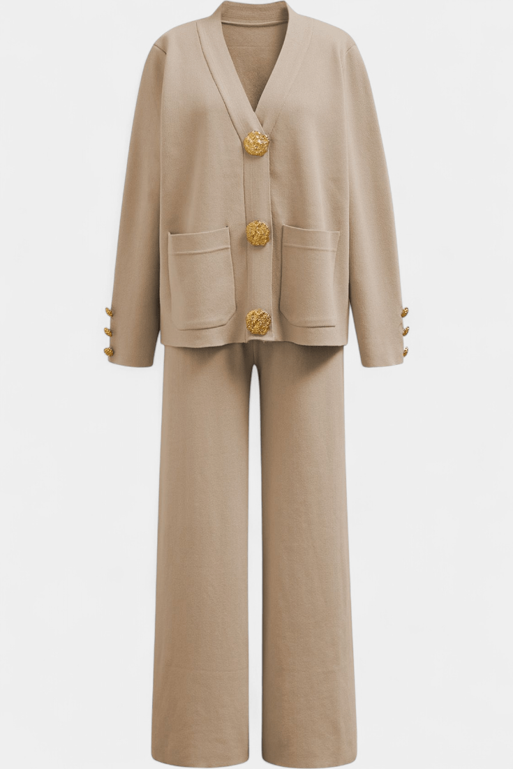 Sylvine - Ensemble cardigan boutonné & pantalon ample