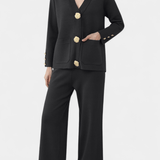 Sylvine - Ensemble cardigan boutonné & pantalon ample