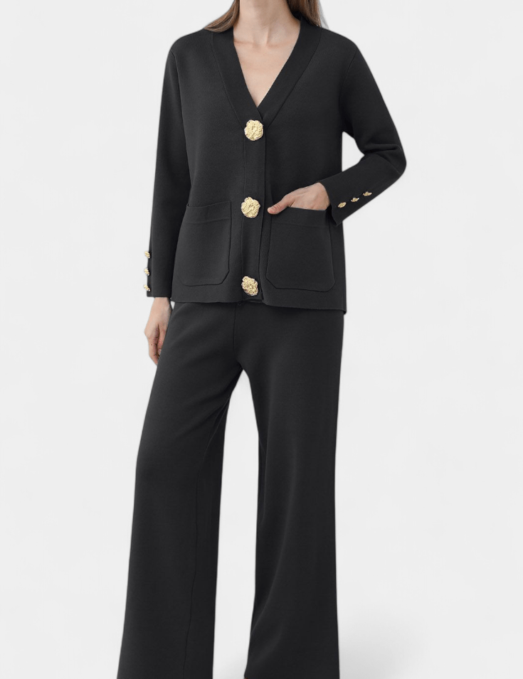 Sylvine - Ensemble cardigan boutonné & pantalon ample