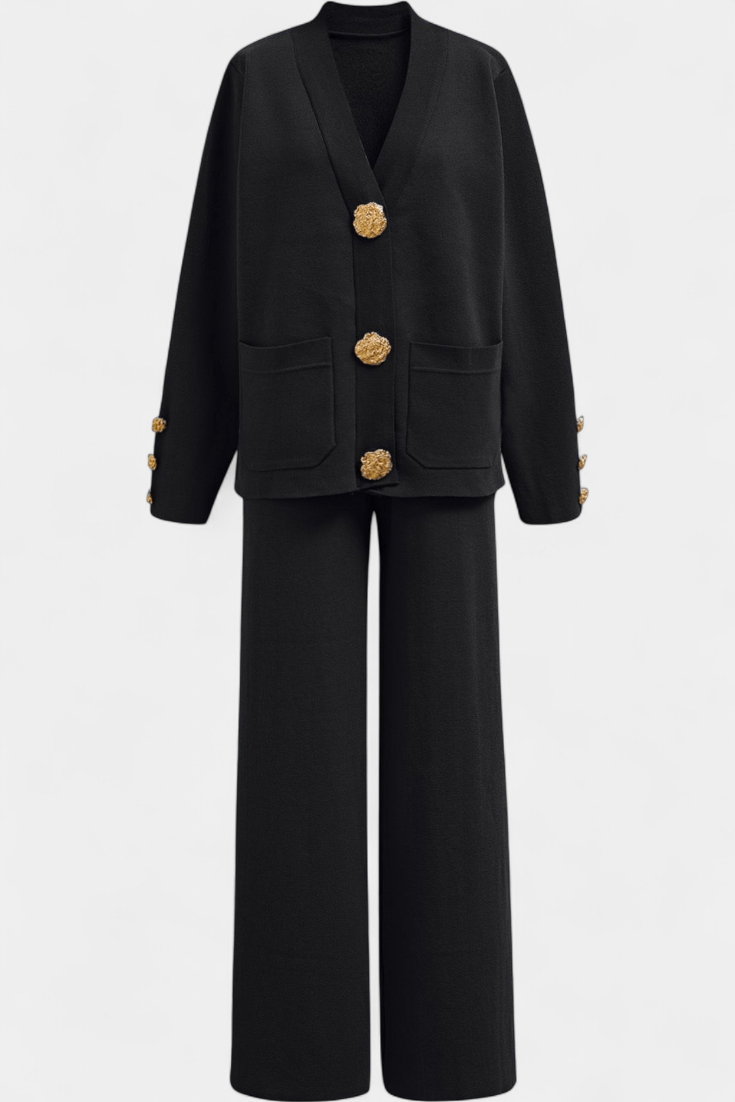 Sylvine - Ensemble cardigan boutonné & pantalon ample