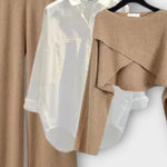 Mylène - Ensemble trois pièces chemise, top en maille & pantalon