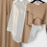 Mylène - Ensemble trois pièces chemise, top en maille & pantalon