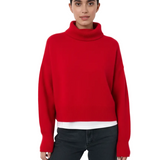 Katalina Pull Col Roulé Oversize Femme – Maille Douce, Rouge Intense & Style Moderne