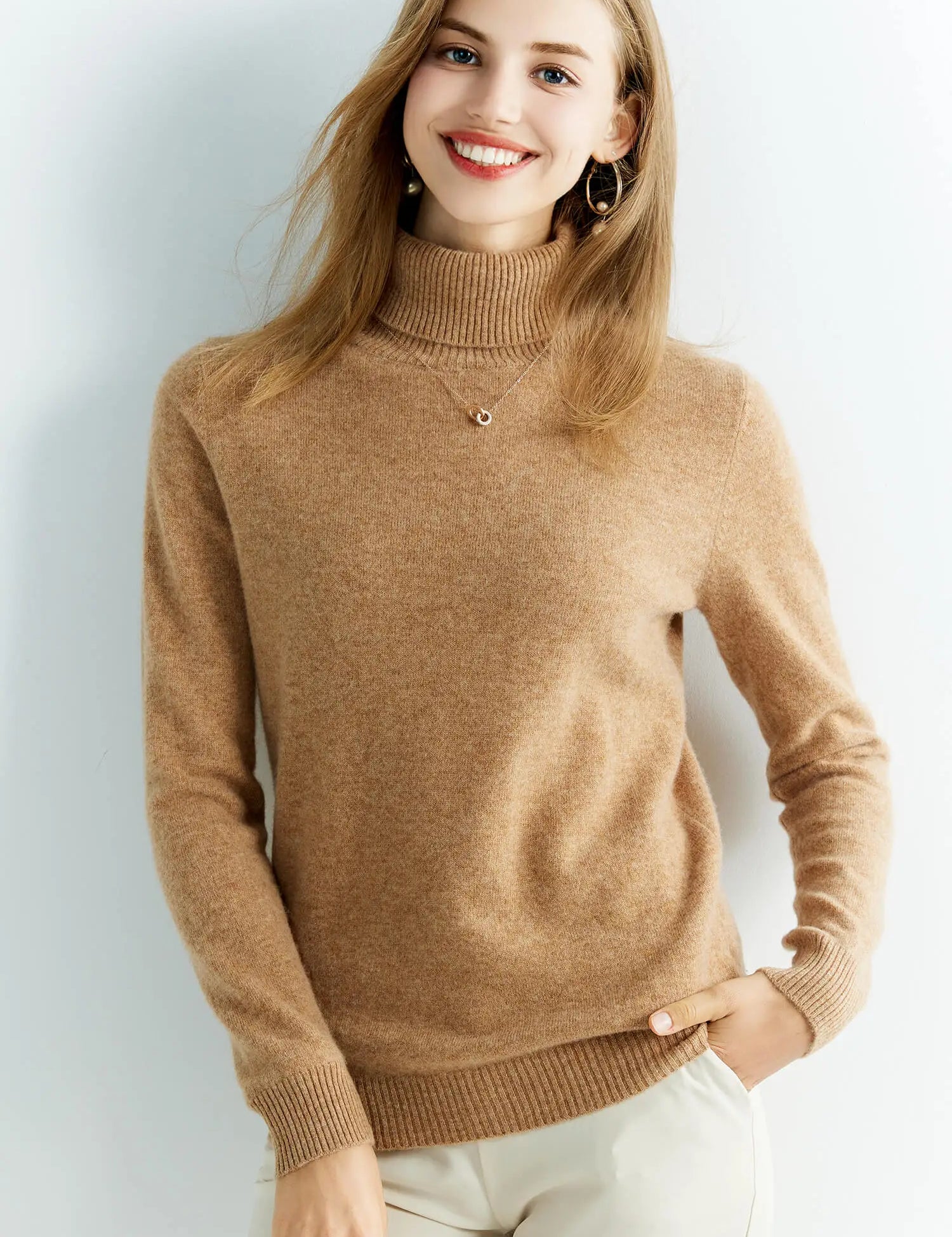 Angelie Pull Col Roulé Femme – 100% Laine Mérinos Douce & Respirante Coupe Décontractée