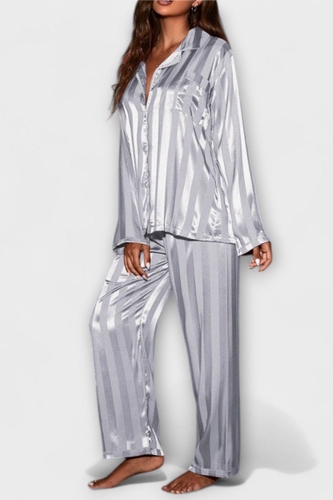 Octavienne - Ensemble chemise effet satin & pantalon