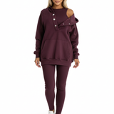 Leslie Ensemble Loungewear Femme – Set Hoodie & Legging Confort en Coton Mélangé
