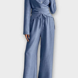 Rosine - Ensemble haut cache-cœur & pantalon large