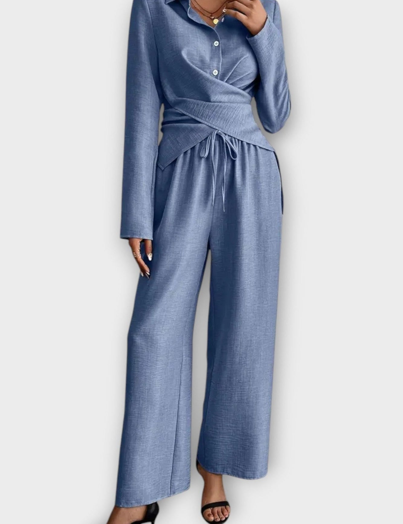 Rosine - Ensemble haut cache-cœur & pantalon large