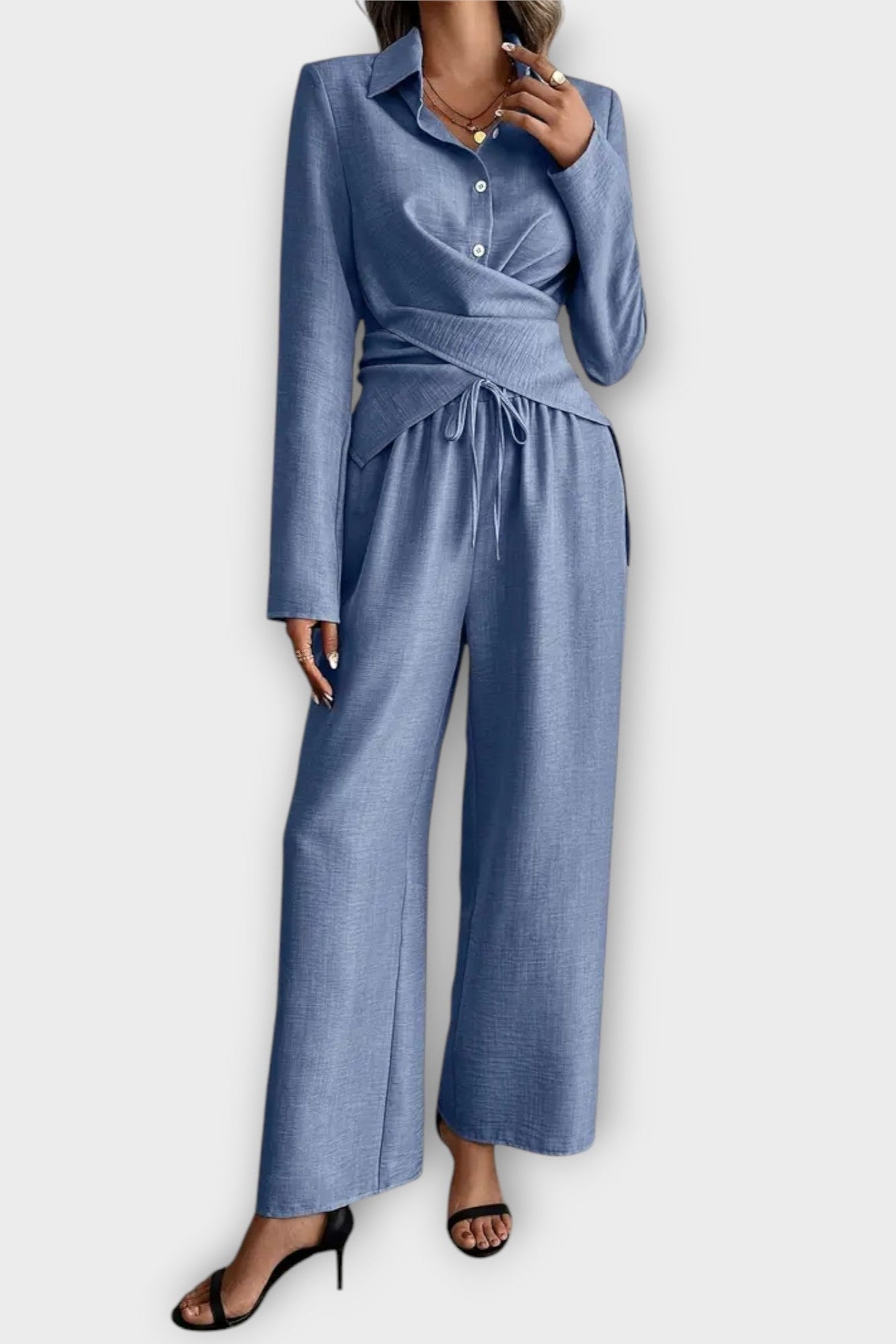 Rosine - Ensemble haut cache-cœur & pantalon large
