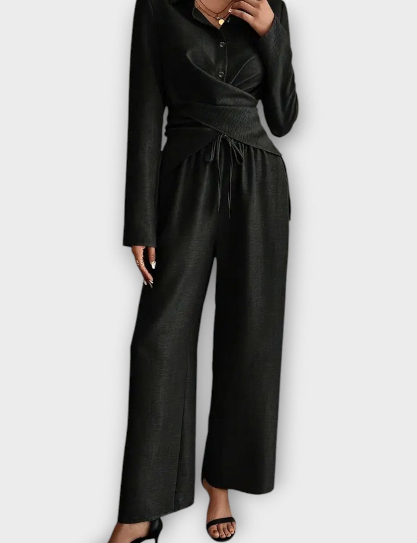 Rosine - Ensemble haut cache-cœur & pantalon large
