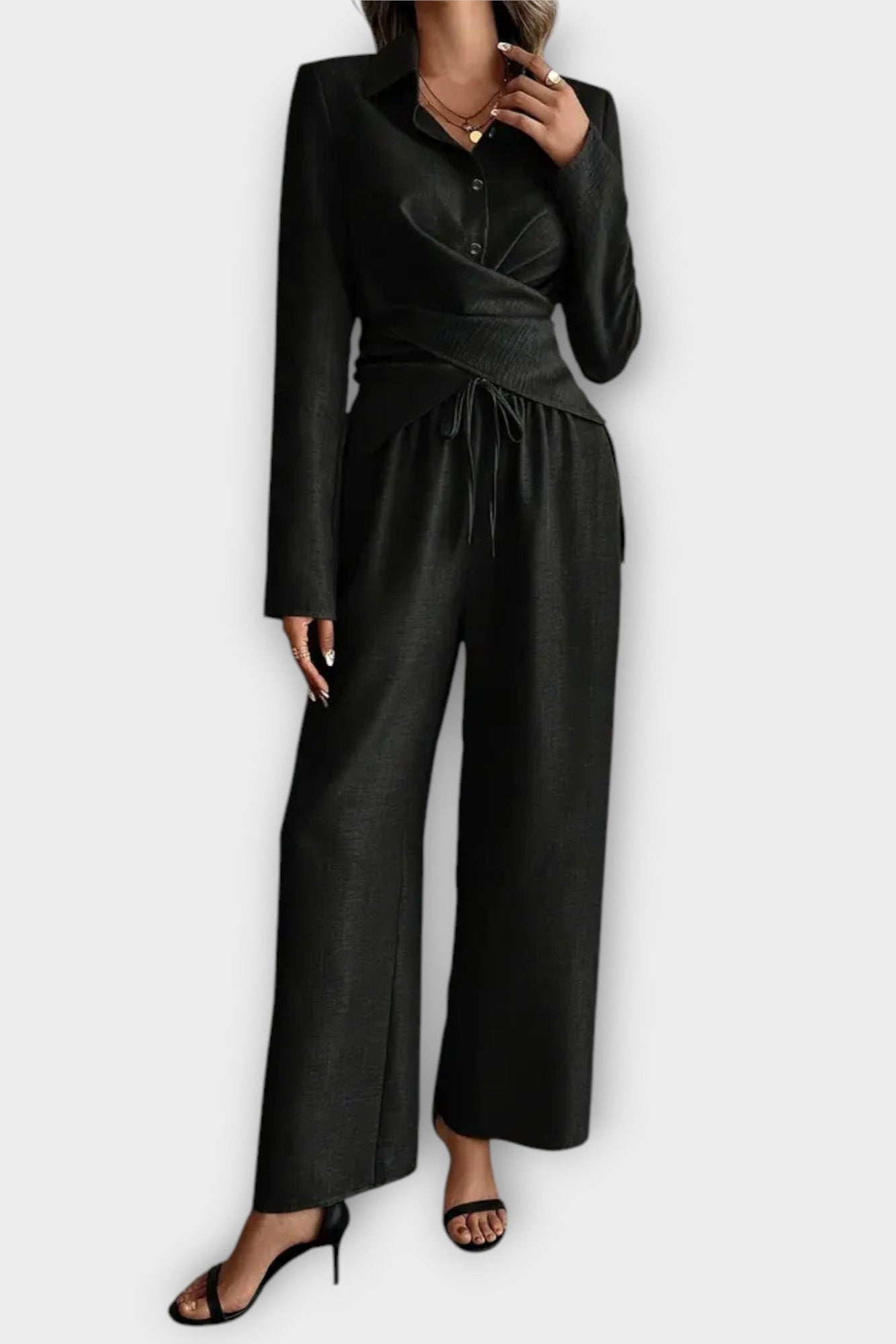 Rosine - Ensemble haut cache-cœur & pantalon large