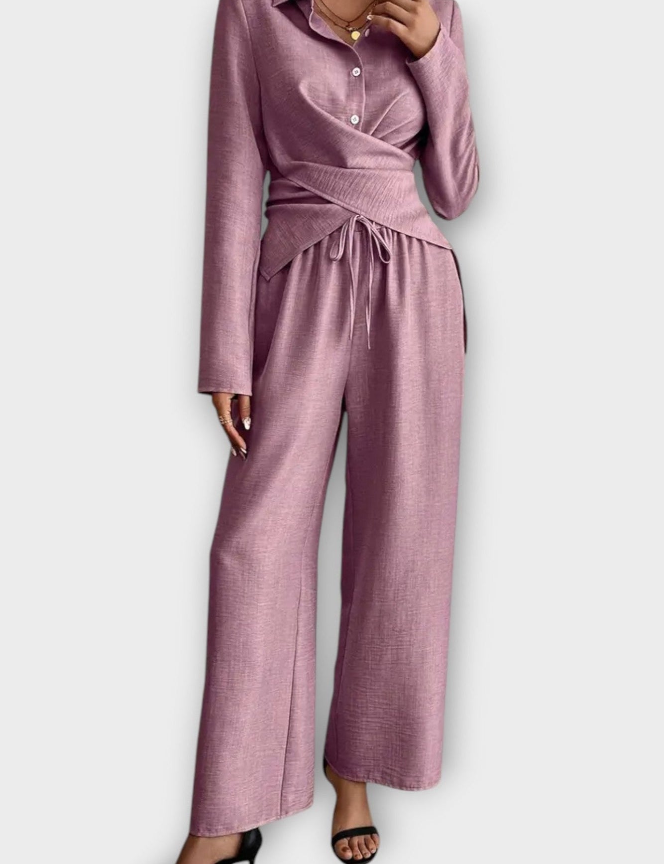 Rosine - Ensemble haut cache-cœur & pantalon large
