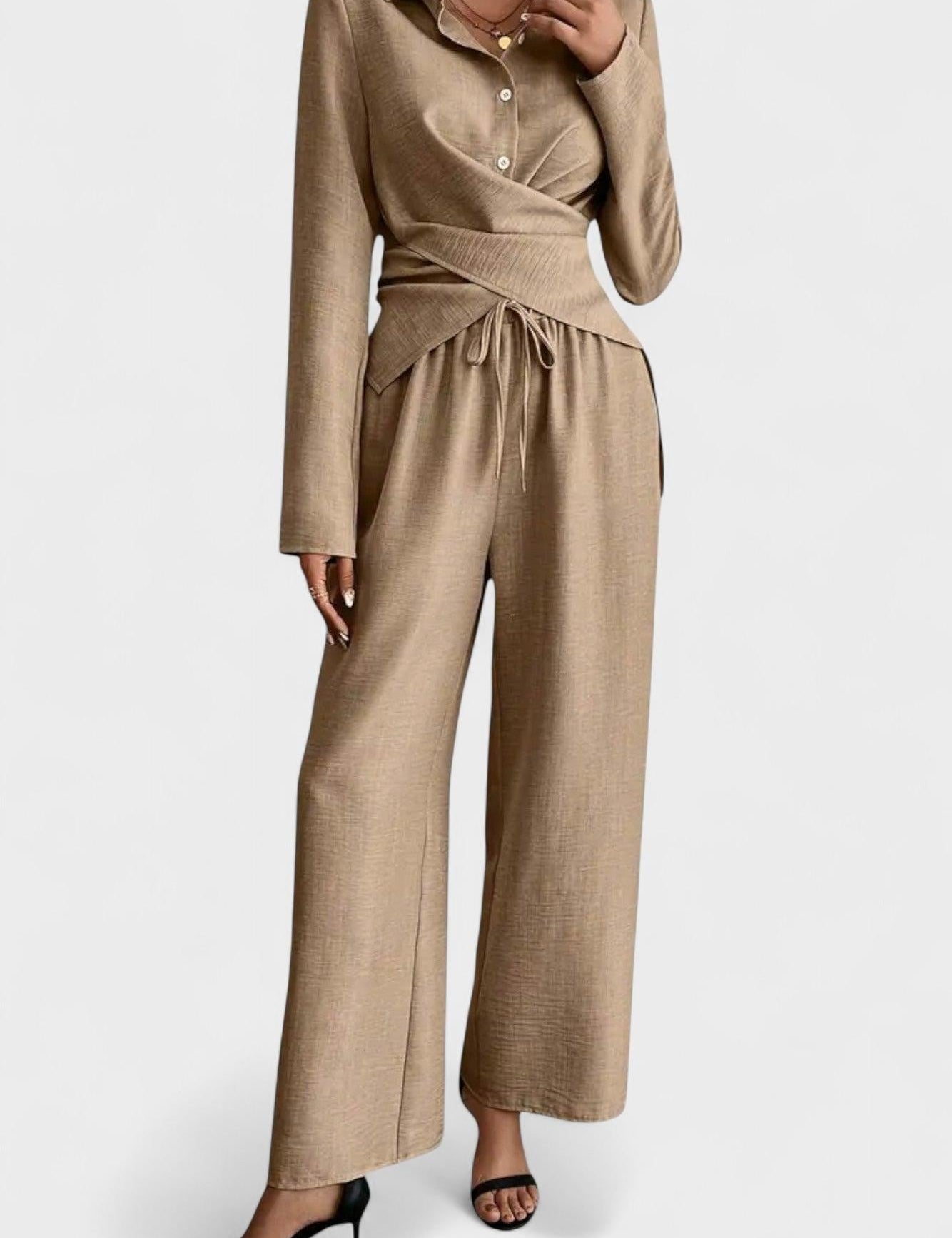 Rosine - Ensemble haut cache-cœur & pantalon large