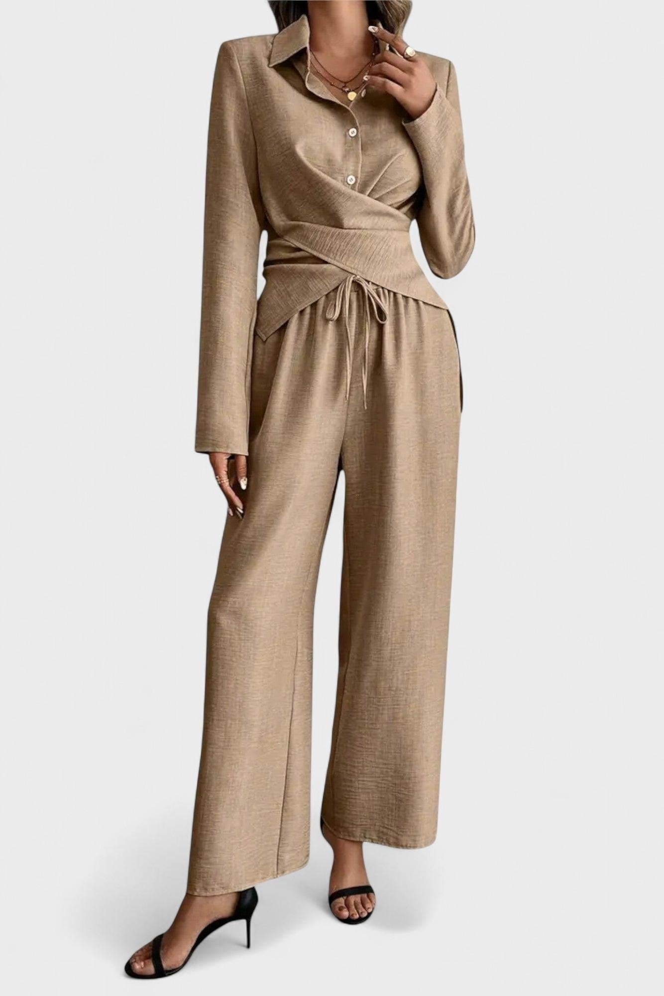Rosine - Ensemble haut cache-cœur & pantalon large