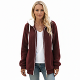Livia Hoodie Polaire Femme Zippée – Sweat à Capuche Doux et Chaud Coupe Longue