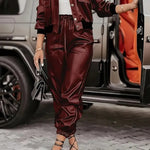 Amandine - Ensemble veste en simili-cuir & pantalon