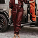 Amandine - Ensemble veste en simili-cuir & pantalon