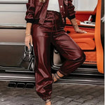 Amandine - Ensemble veste en simili-cuir & pantalon