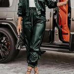 Amandine - Ensemble veste en simili-cuir & pantalon