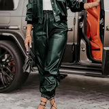 Amandine - Ensemble veste en simili-cuir & pantalon